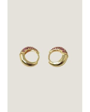 Ashiana Jewellery Aspiga Ladies Sustainable Spark Huggie Earrings Ruby Gemstone Sizes - Natural