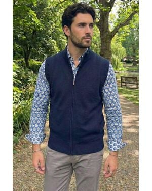 Aspiga Sustainable Knitted Merino Wool Gilet - Blue