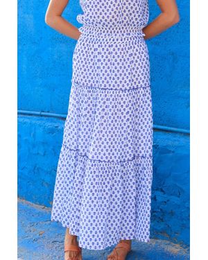 Aspiga Sustainable Ladies Bea Printed Organic Cotton Summer Skirt - Blue