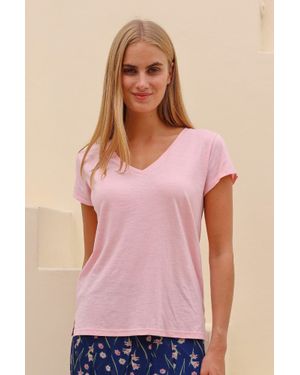 Aspiga Sustainable V-Neck T- Shirt Summer Holiday - Pink