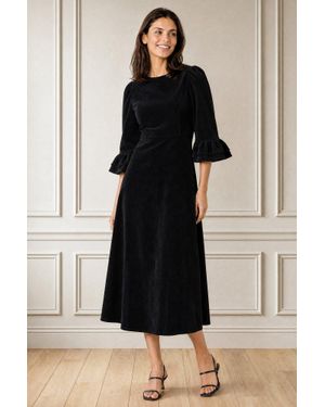 Aspiga Ladies Ethical Elizabeth Stretch Corduroy Midi Dress - Black