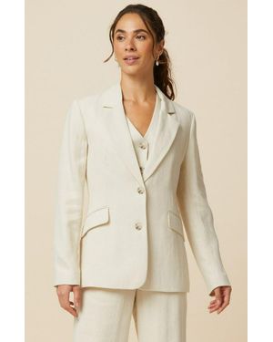 Aspiga Ladies Sustainable Blend Blazer Cream Oatmeal Summer Wedding Guest Co Ord - Natural