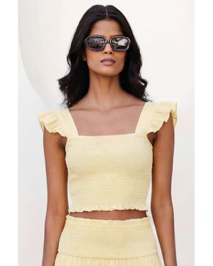 Aspiga Sustainable Ladies Bryony Organic Cotton Cheesecloth Smocked Summer Co-Ord Top - Yellow