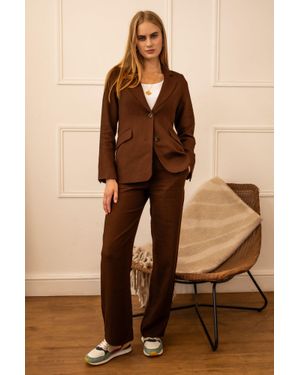 Aspiga Ladies Sustainable Linen Blazer Co-Ord - Brown