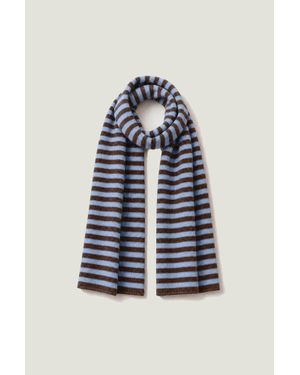 Aspiga Merino Wool Stripe Scarf, Luxury Winter Scarf - Blue