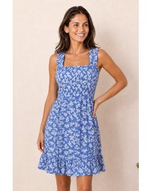 Aspiga Sustainable Rhianna Short Organic Cotton Dress - Blue