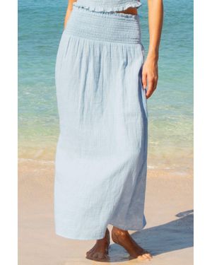 Aspiga Sustainable Ladies Brady Organic Cotton Cheesecloth Beach Summer Co-Ord Skirt - Blue