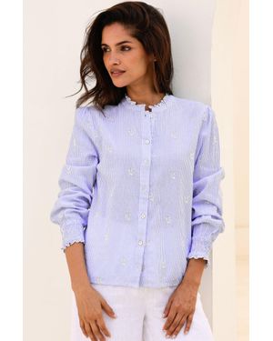 Aspiga Ladies Sustainable Cosima Shirt Cotton Striped Floral - Purple