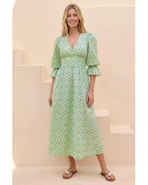 Aspiga Sustainable Chloe Thin Dress Summer Holiday 100% Cotton - Blue