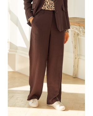 Aspiga Ladies Sustainable Linen Blend Trousers Co-Ord - Brown