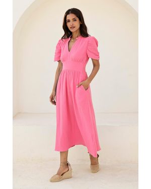 Aspiga Ladies Sustainable Esha Cheesecloth Organic Cotton Dress - Pink