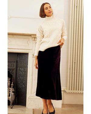 Aspiga Velvet Midi Viscose Skirt Autumn Winter Graduation - Natural