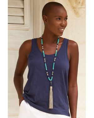 Aspiga Ladies Sustainable Cotton Slub Vest Top Summer Holiday Xs-Xl - Blue