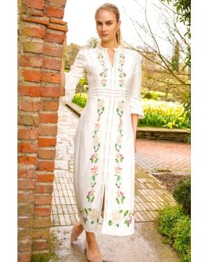 Aspiga Rhs Sustainable Floral Printed Linen Dress - Yellow
