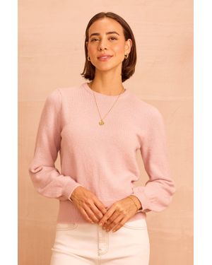 Aspiga Ladies Alpaca Blend Puff Sleeve Wool Mix Jumper - Natural