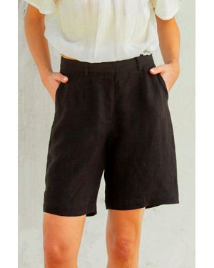 Aspiga Ladies Sustainable Alexandra Long Linen Shorts - Black