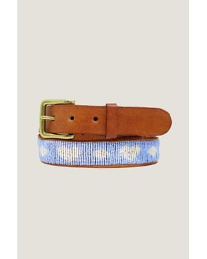 Aspiga Ladies Sustainable Kenyan Beaded Belt Leather And Glass Beads Heart - Blue