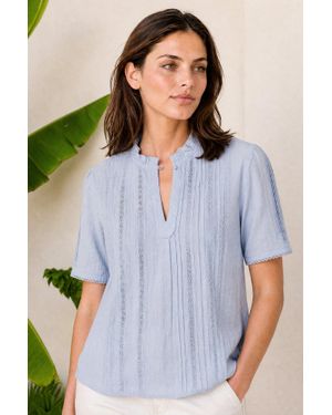 Aspiga Ethical Vienna Cotton Short Sleeve Blouse Casual - Blue