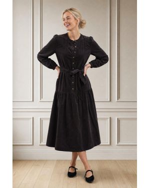 Aspiga Ladies Sustainable Baby Cord Midi Dress - Black