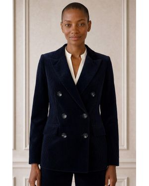 Aspiga Ethical Ladies Double Breasted Corduroy Blazer, Formal Event - Blue