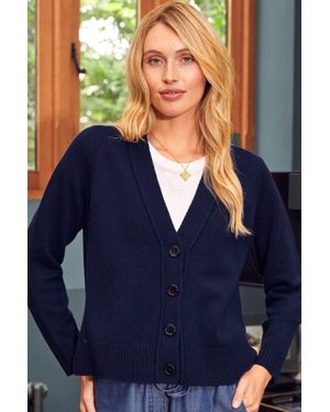Aspiga Ladies Sustainable Swing V Neck Cardigan Merino Wool - Blue