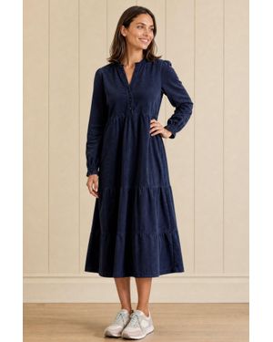 Aspiga Ladies Sustainable Liv Corduroy Organic Cotton Midi Dress - Blue