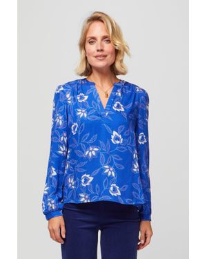 Aspiga Ladies Ethical Olivia Blouse Tencel Satin Floral - Blue