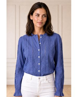 Aspiga Ladies Sustainable Vienna Long Sleeve Blouse Cream - Blue