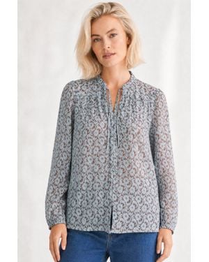 Aspiga Sustainable Nina Tie Neck Printed Top Boho Style - Gray