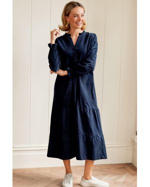 Aspiga Ladies Sustainable Liv Corduroy Organic Cotton Midi Dress - Blue