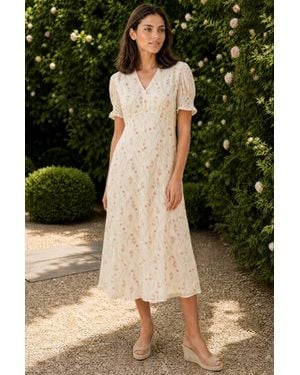 Aspiga Sustainable Rhs Sally Anne Sleeve Cream Dress Summer Holiday - Natural