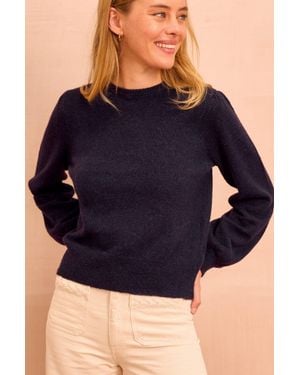 Aspiga Alpaca Blend Puff Sleeve Wool Mix Jumper - Blue