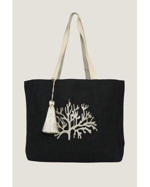 Aspiga Ladies Sustainable Coral Summer Beach Bag Jute - Black