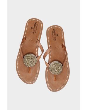 Aspiga Sustainable And Glass Beaded Handmade Sandals - Brown
