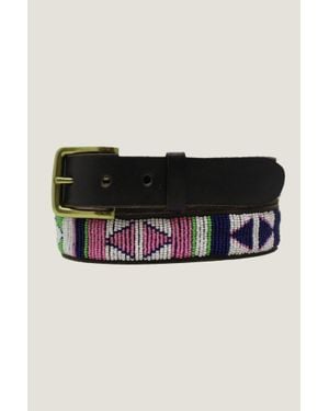 Aspiga Sustainable Kenyan Beaded Belt Leather And Glass Beads Diamond Summer - Black