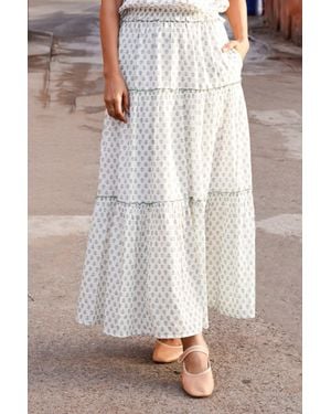Aspiga Ladies Sustainable Bea Printed Organic Cotton Sage Lixus Summer Skirt - White