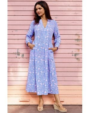 Aspiga Sustainable Mara Rayon Long Sleeve Dress Summer Holiday - Purple