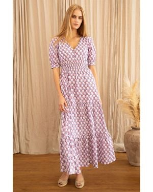 Aspiga Ladies Sustainable Billie Short Sleeve Organic Cotton Summer Evening Dress Sage - Pink
