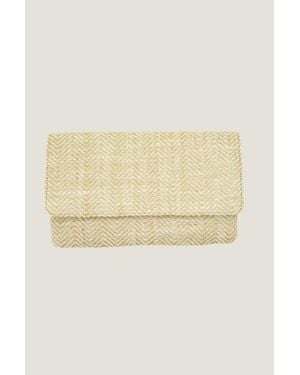 Aspiga Ladies Ethical Heringbone Size Jute Clutch Bag Natural Woven