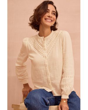 Aspiga Sustainable Chevron Lace Organic Cotton Cheesecloth Shirt - Blue