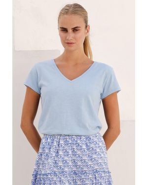 Aspiga Sustainable V-Neck T- Shirt Summer Holiday - Blue
