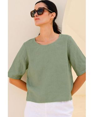 Aspiga Ladies Sustainable Linen Shell Top Light Summer Holiday - Green