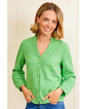 Aspiga Sustainable Mina Organic Cotton Cheesecloth Summer Blouse - Green