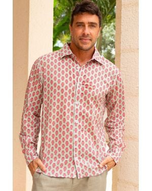 Aspiga Sustainable Printed Cotton Shirt Azalea Pattern - Pink