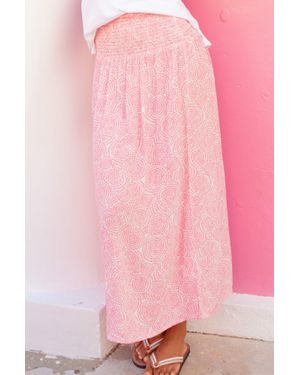 Aspiga Ladies Sustainable Brady Viscose Crinkle Printed Summer Skirt - Pink