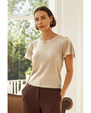 Aspiga Sustainable Metallic Knit T-Shirt Viscose - Natural
