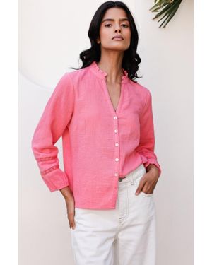 Aspiga Sustainable Mina Organic Cotton Cheesecloth Summer Blouse Lemonade - Pink