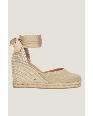 Castañer Aspiga Ladies Sustainable Canvas Bluma Wedge Espadrilles Jute Canvas Tie - Natural