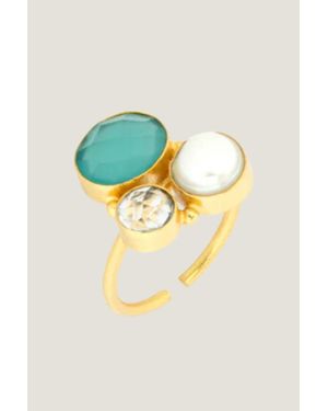 Ashiana Aspiga Ladies Sustainable Florence Ring Multi Stone Size - Blue