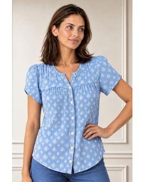 Aspiga Sustainable Lisbon Crinkle Blouse Summer Holiday Viscose - Blue